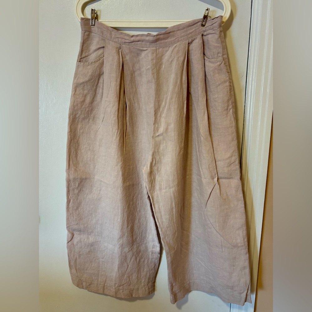 Allison Wonderland Wide Leg Linen Pants in Cream